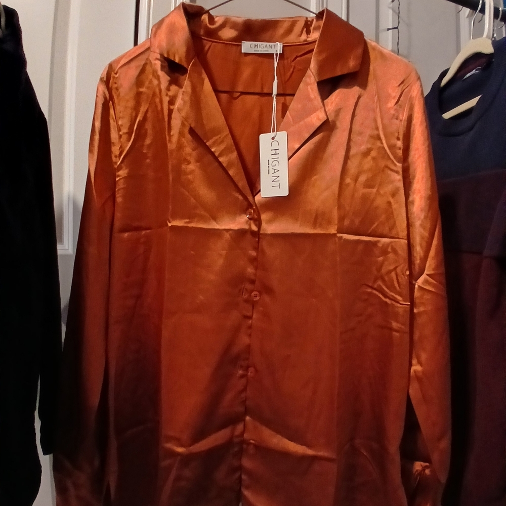 Satin Button Up Blouse